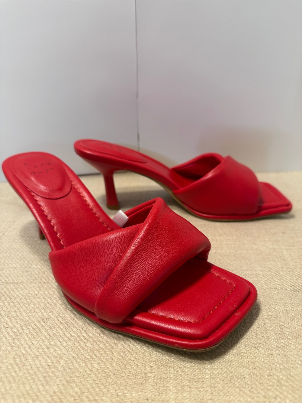 a new day Red Knotted Strap Mid-Heel Sandals